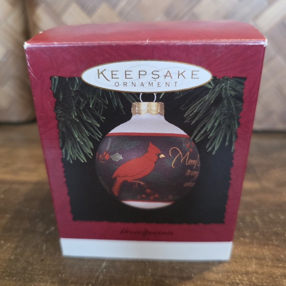 Hallmark Keepsake Ornament Christmas Grandparents Cardinal Glass 1994 Vintage